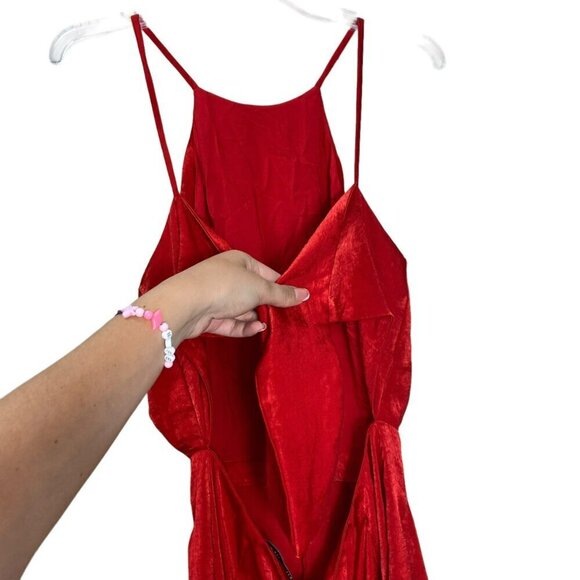 Zara  Red Jumpsuite Sleeveless Spaghetti Straps Tie Back Romper Medium - Picture 12 of 16